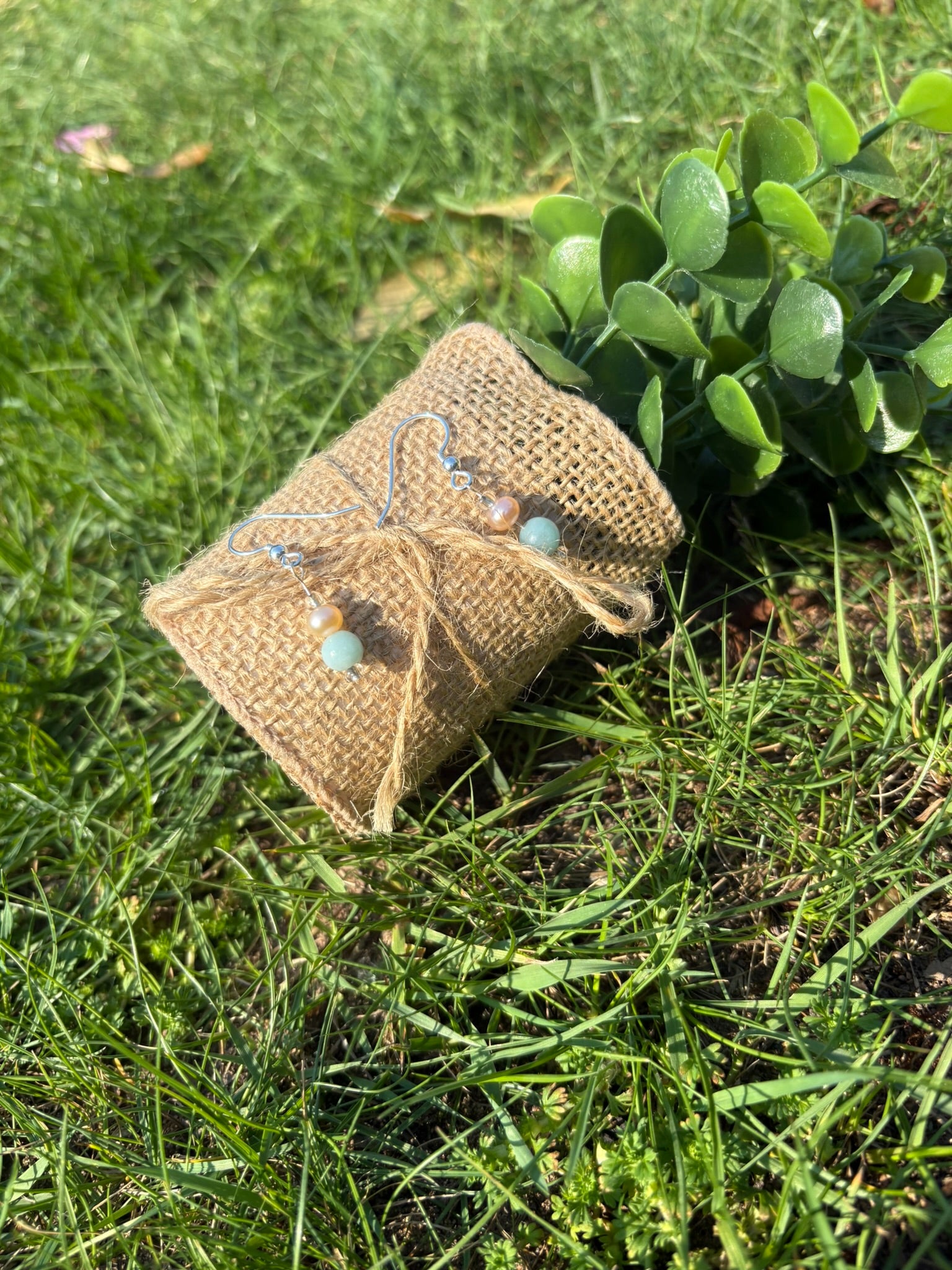 Amazonite & Pearl Earrings